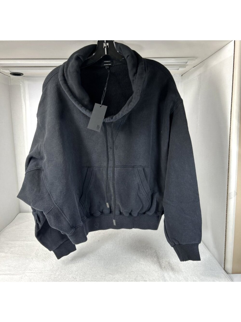 R13 Funnel Neck Cropped Popover Oversized 100% Cotton  Size XS Men New w/Tags